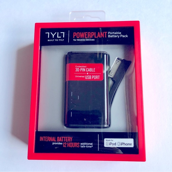 TYLT Accessories - NEW USB Portable Charger Battery Pack POWERPLANT 5,200mAh w/30Pin Flex Arm Black